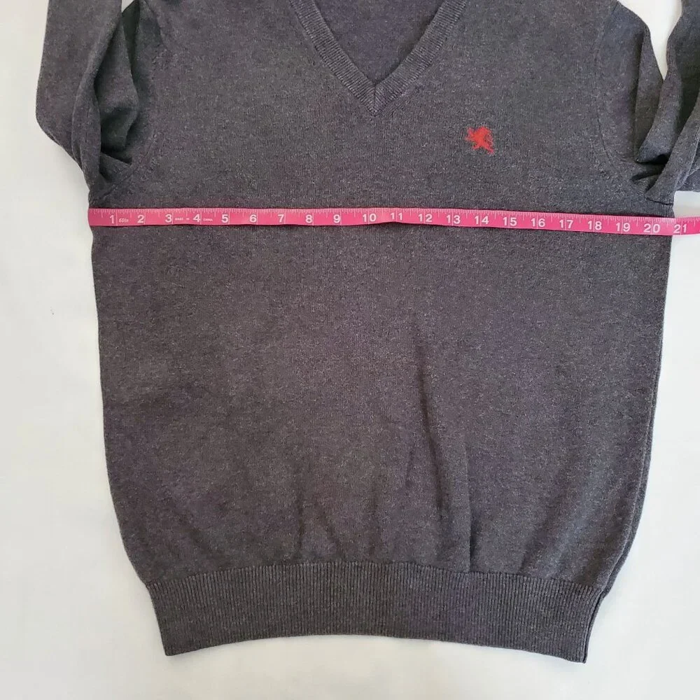 Express Men's‎ V-Neck Long Sleeve Pullover Knit Sweater Dark Gray Size Medium